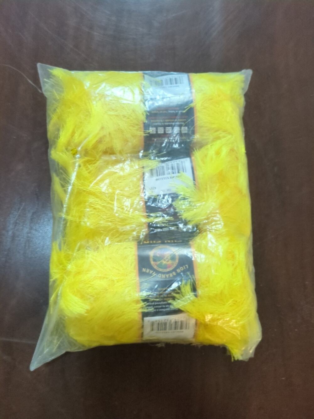 3 Skeins Lion Brand Fun Fur Eyelash Yarn (1.75 ozs-64 yards each) BRIGHT YELLOW